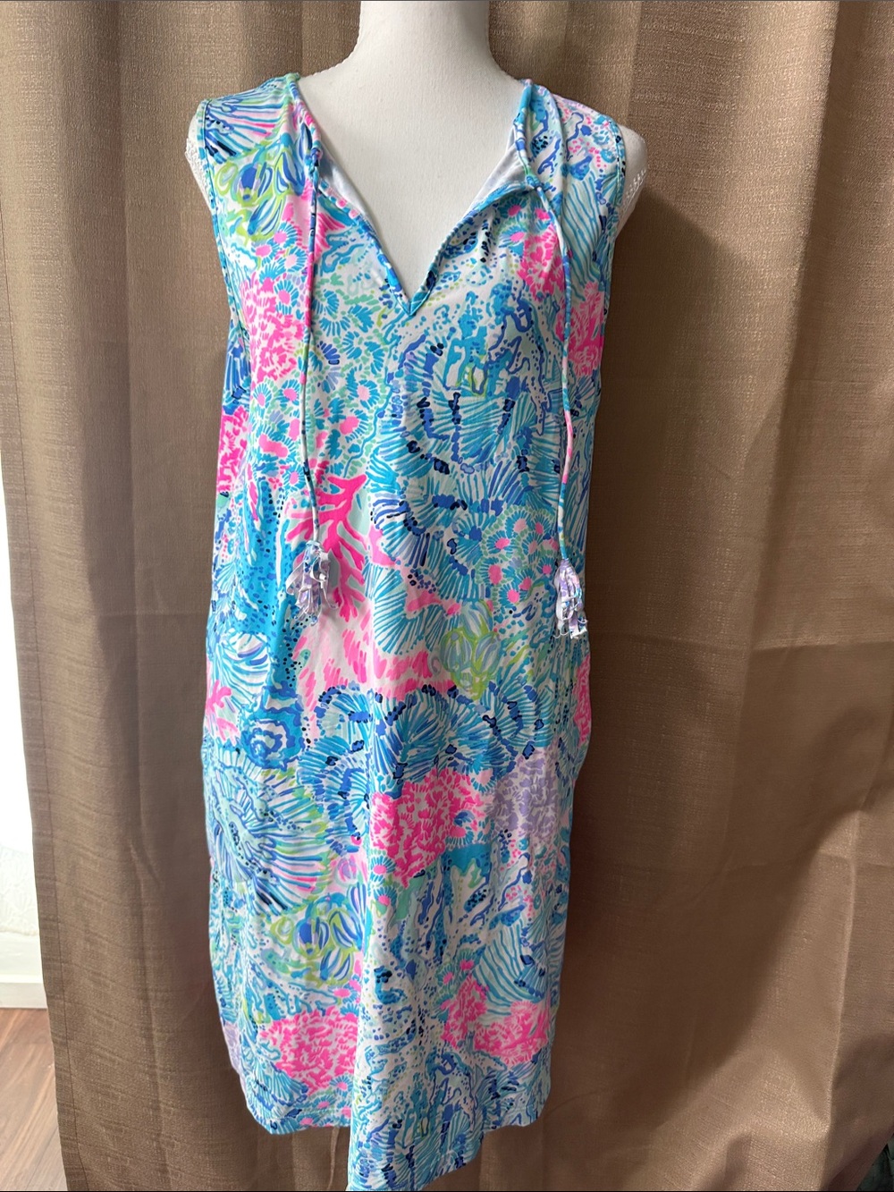 Lilly Pulitzer Sleeveless Midi Dress in Blue & Pink Botanical Print